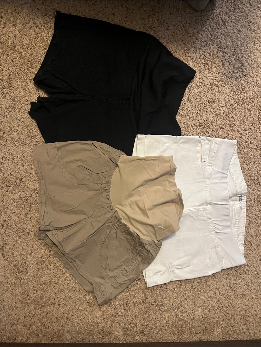 Maternity Women’s High-Waist Casual Shorts - Black, White, Khaki